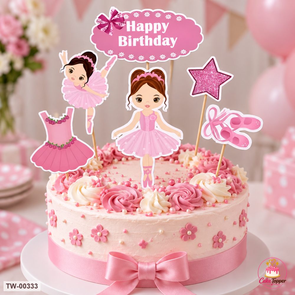 Little Girl Topper Sheet 07 on a cake