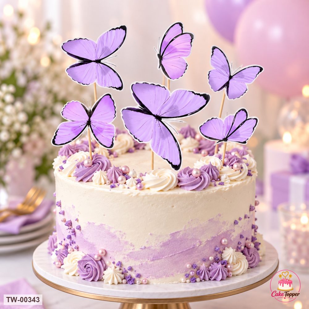 Butterfly Topper Sheet 08 on a cake