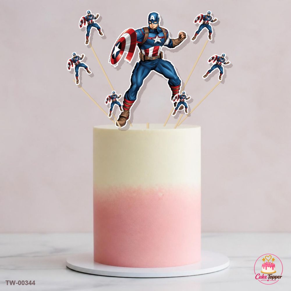 Captain America Topper Sheet 08 on a cake