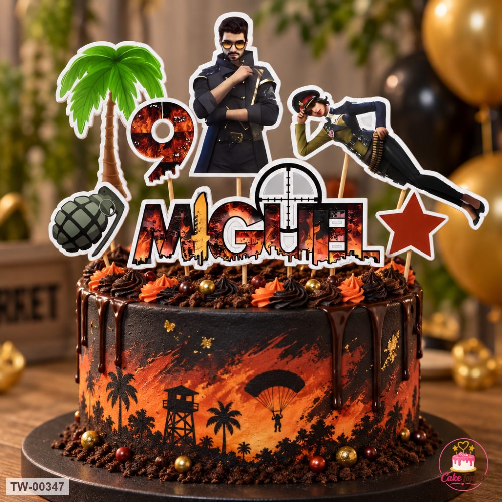 Games Topper Sheet 08 on a cake