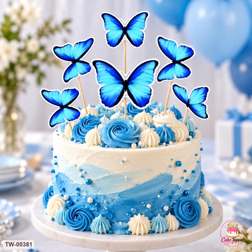 Butterfly Topper Sheet 09 on a cake