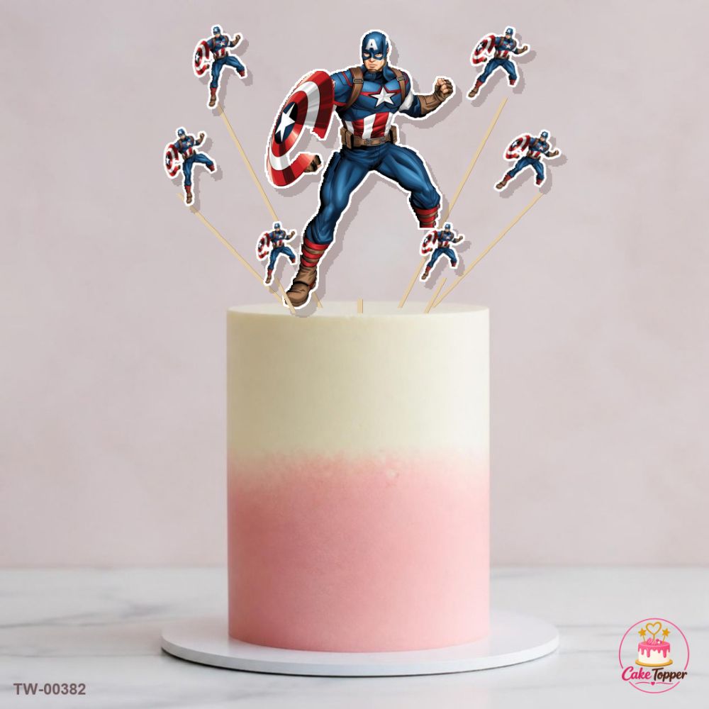 Captain America Topper Sheet 09 on a cake