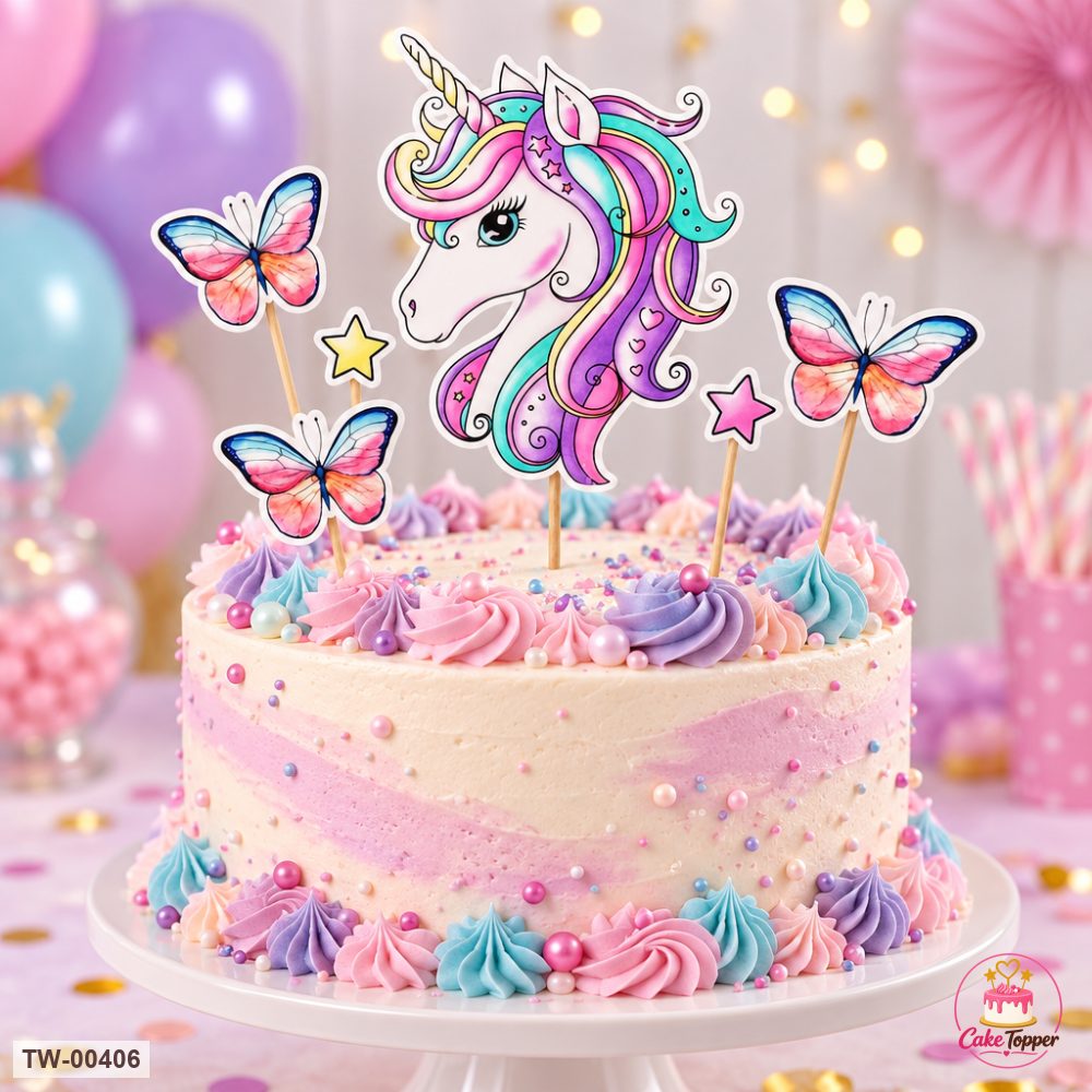 Unicorn Topper Sheet 09 on a cake