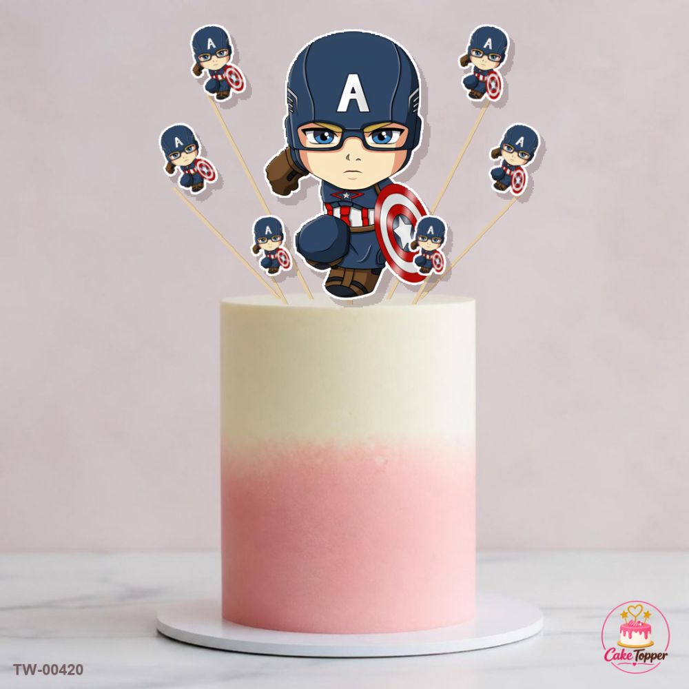 Captain America Topper Sheet 10 on a cake