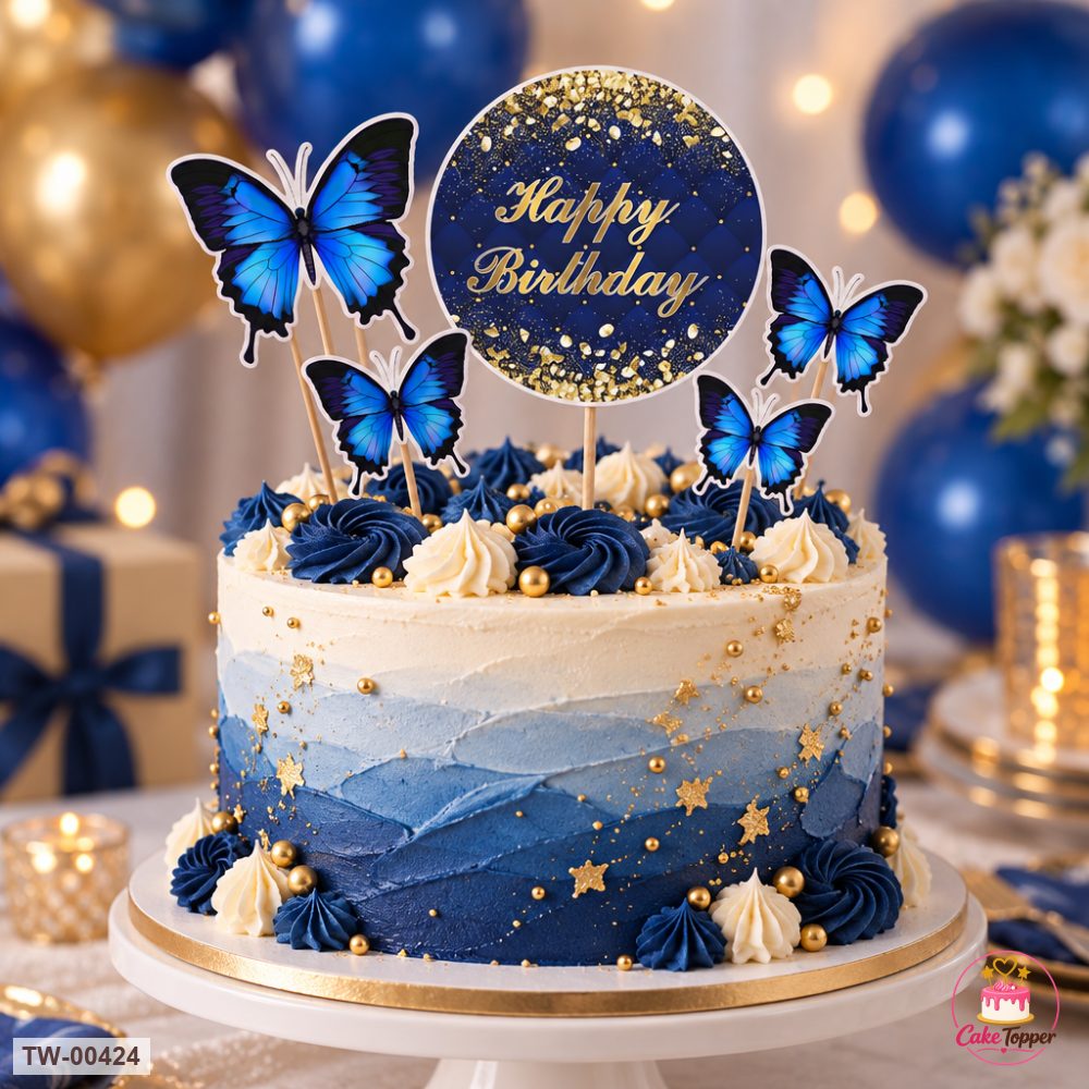 Happy Birthday Topper Sheet 10 on a cake