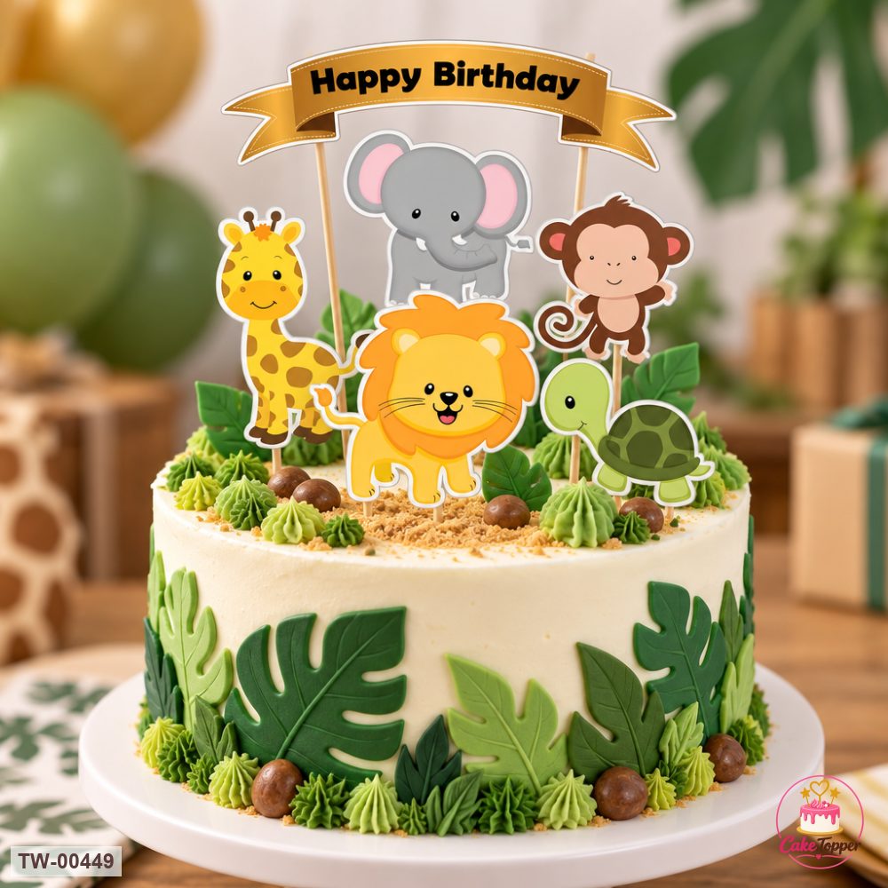 Animals Topper Sheet 11 on a cake