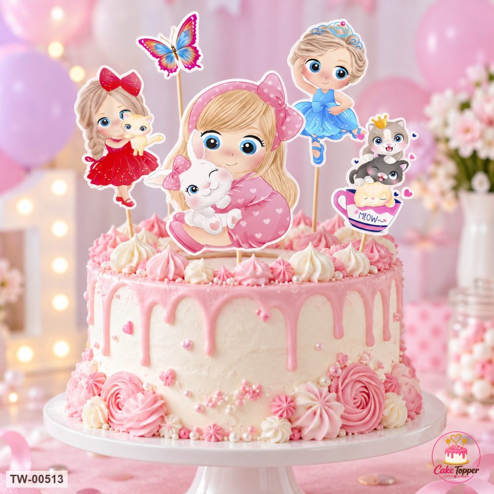 Little Girl Topper Sheet 12 on a cake