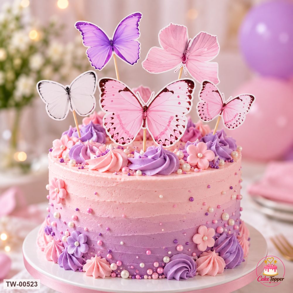 Butterfly Topper Sheet 13 on a cake