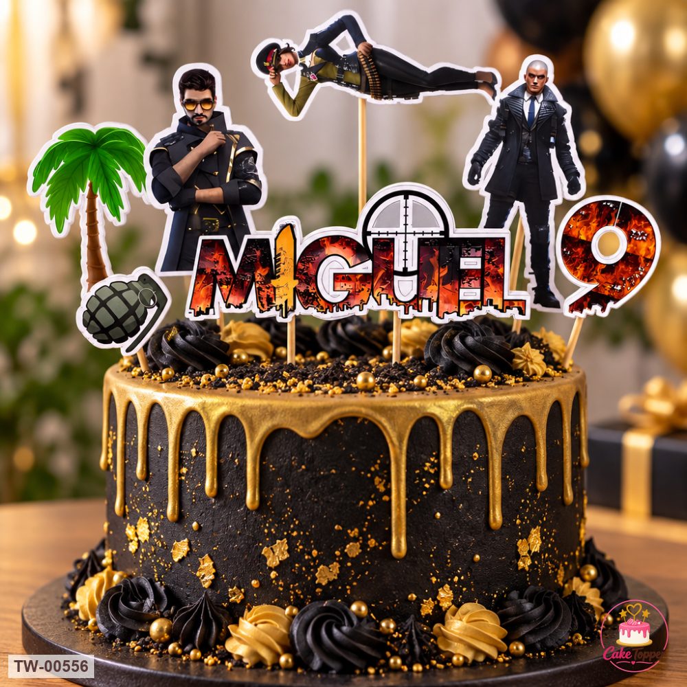 Games Topper Sheet 14 on a cake