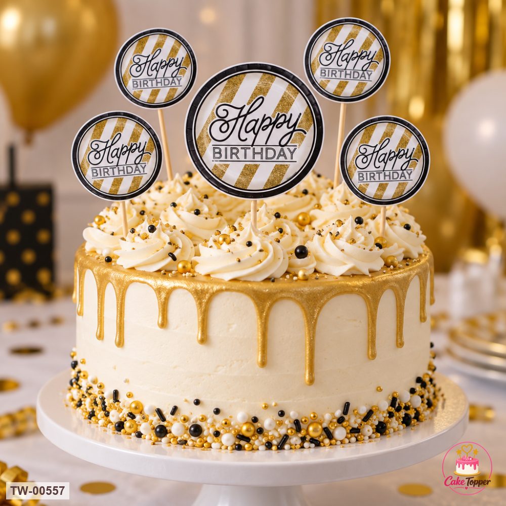 Happy Birthday Topper Sheet 14 on a cake