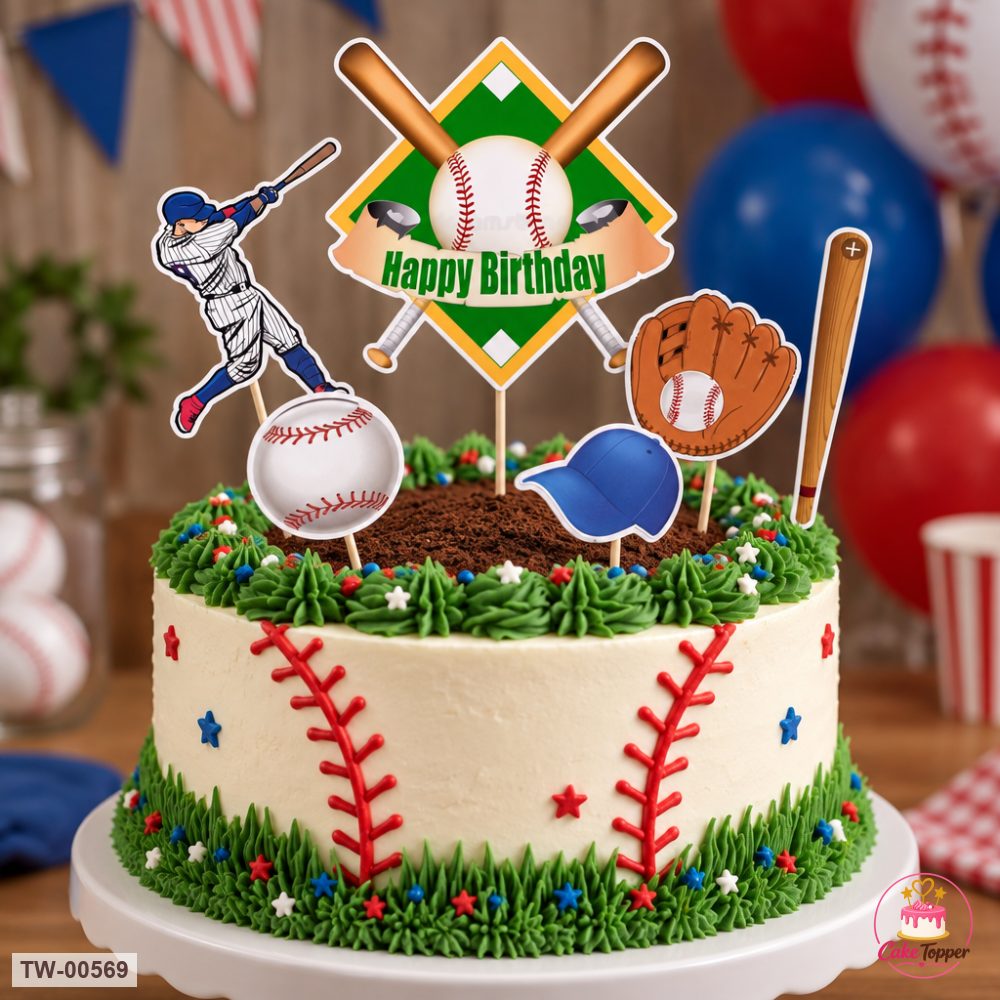 Sports Topper Sheet 14 on a cake