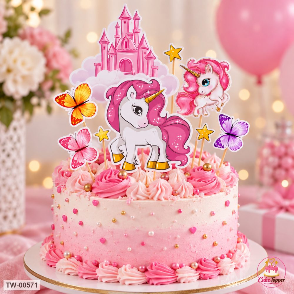 Unicorn Topper Sheet 14 on a cake