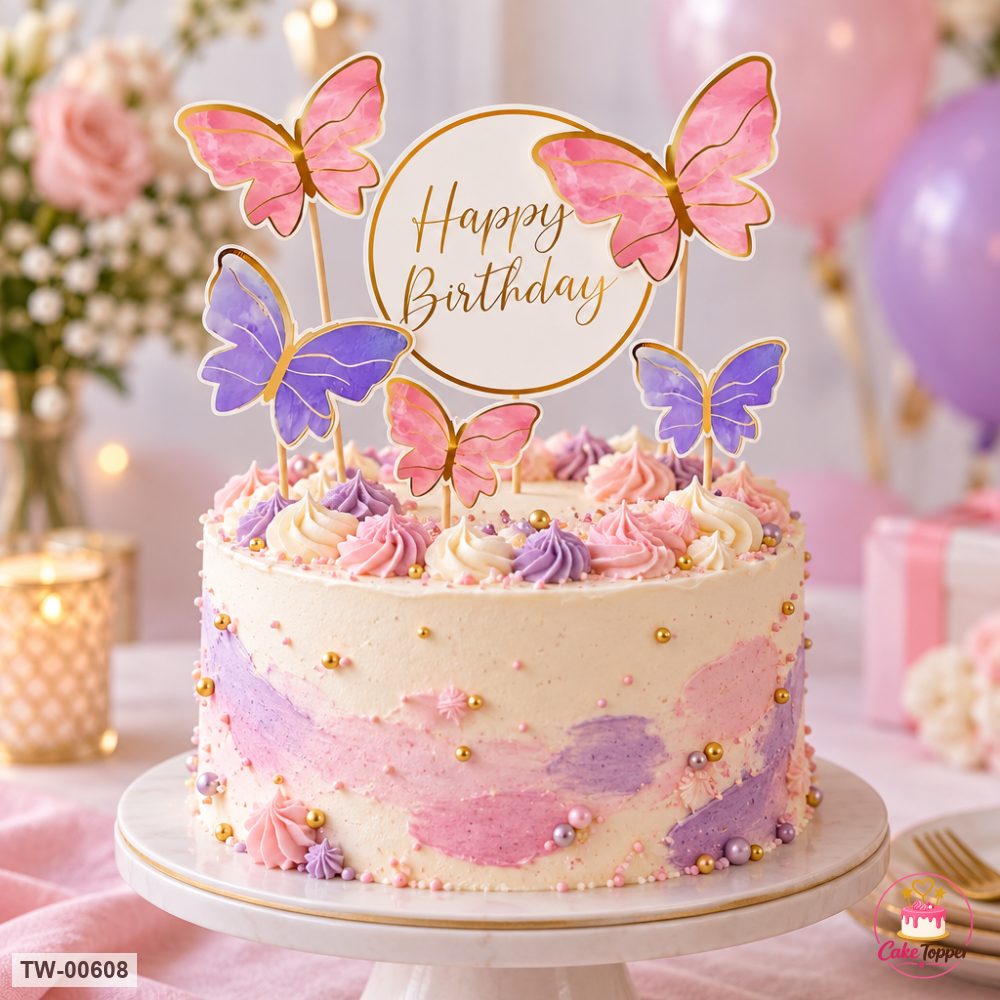 Butterfly Topper Sheet 16 on a cake
