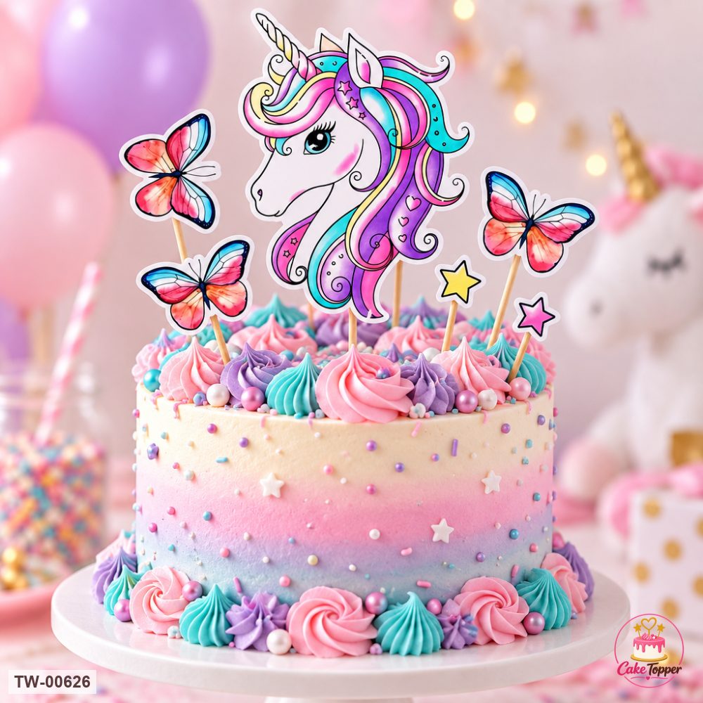 Unicorn Topper Sheet 16 on a cake