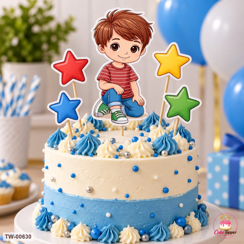 Little Boy Topper Sheet 16 on a cake
