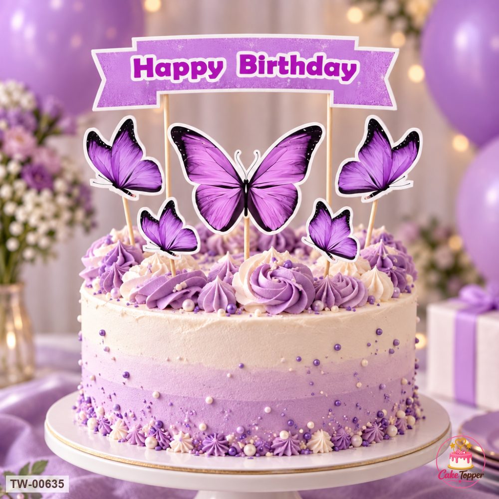 Butterfly Topper Sheet 17 on a cake