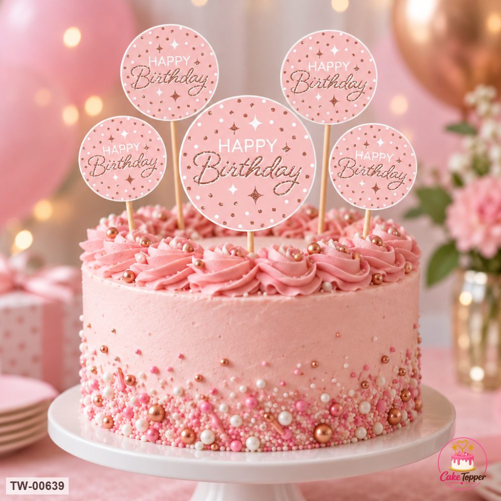 Happy Birthday Topper Sheet 17 on a cake