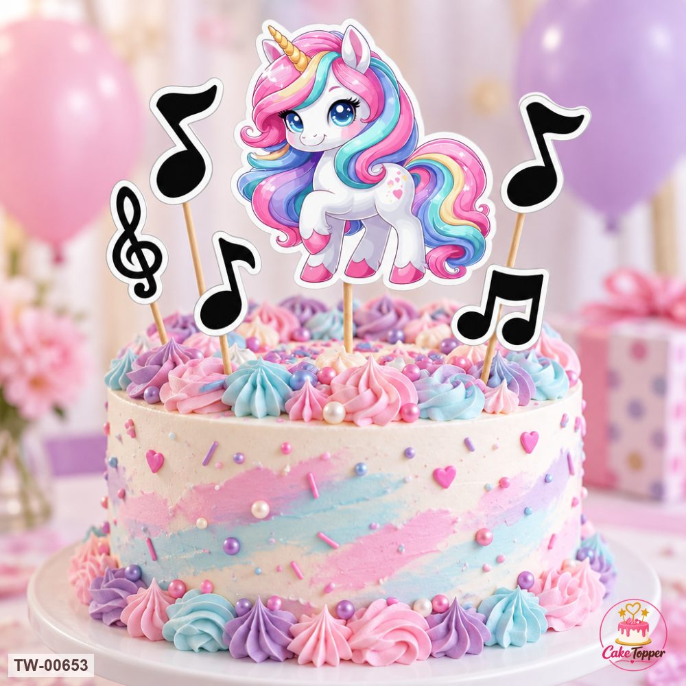 Unicorn Topper Sheet 17 on a cake