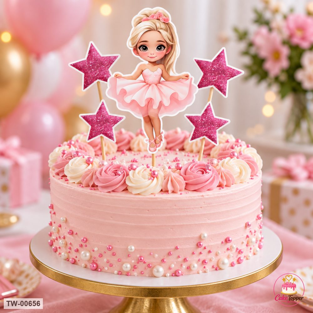 Little Girl Topper Sheet 17 on a cake
