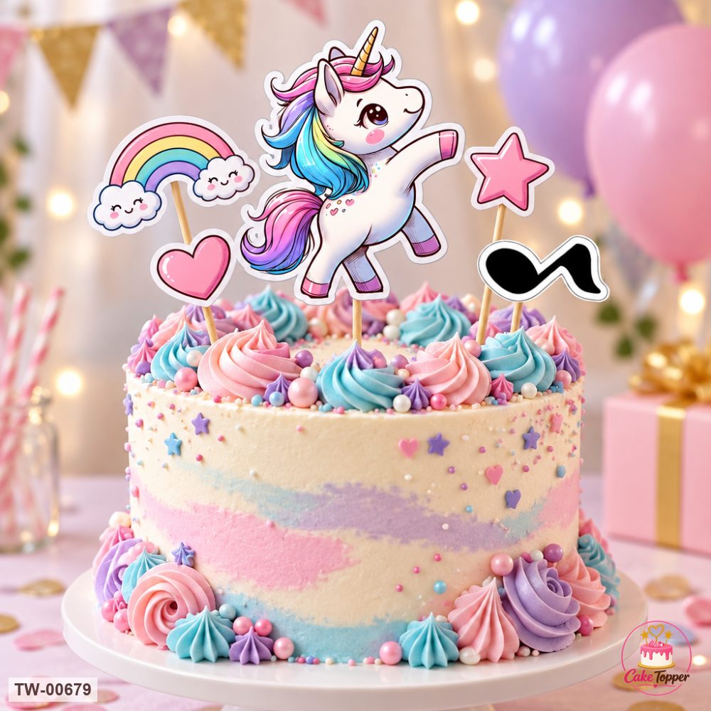 Unicorn Topper Sheet 18 on a cake
