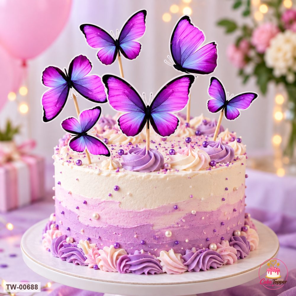 Butterfly Topper Sheet 19 on a cake