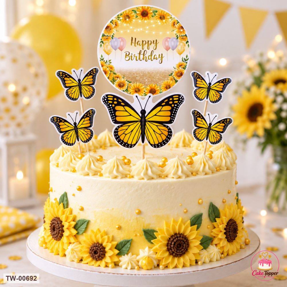 Happy Birthday Topper Sheet 19 on a cake