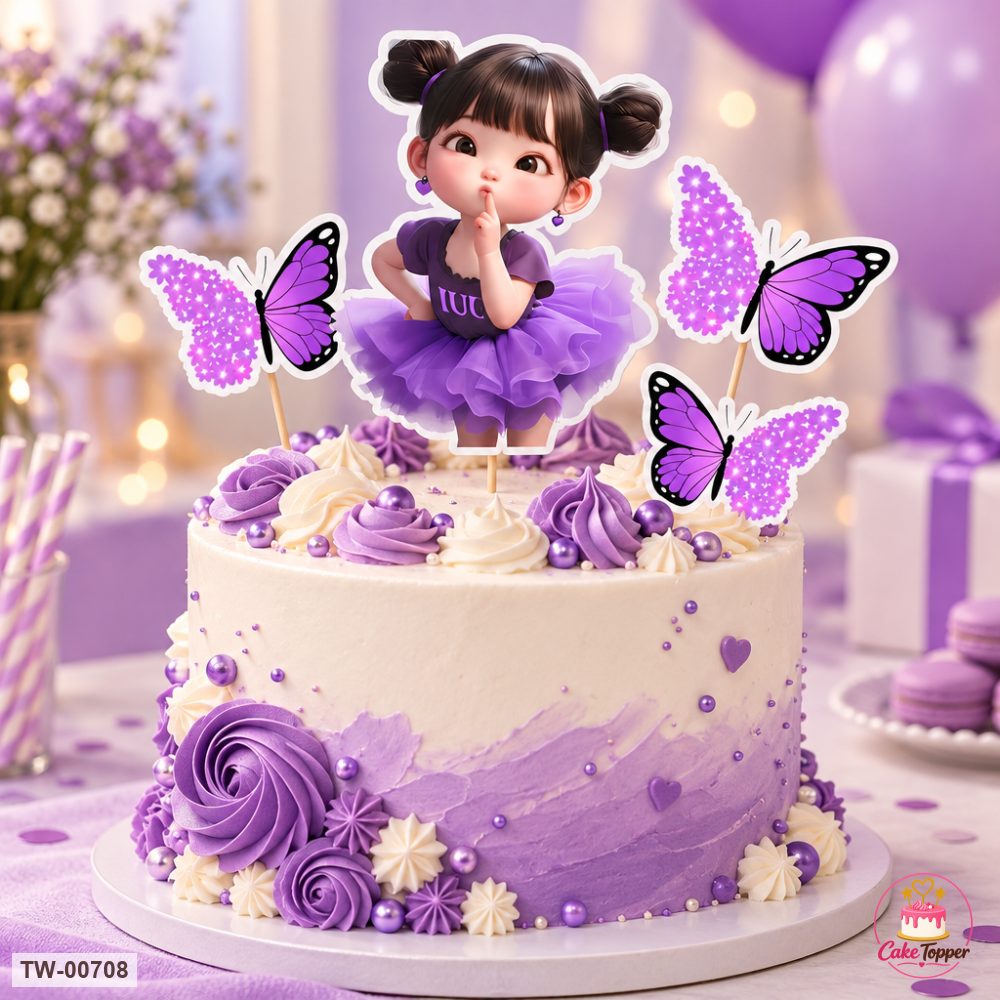 Little Girl Topper Sheet 19 on a cake