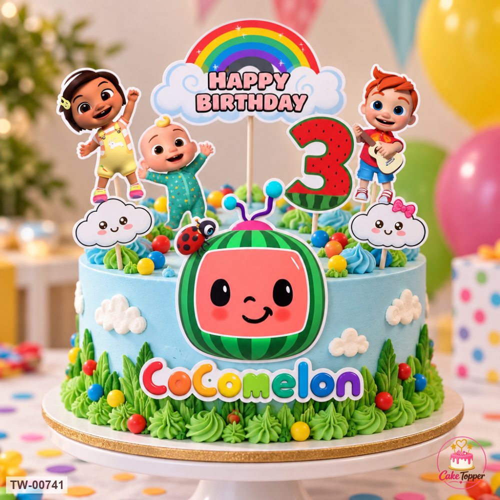 Cocomelon Topper Sheet 21 on a cake