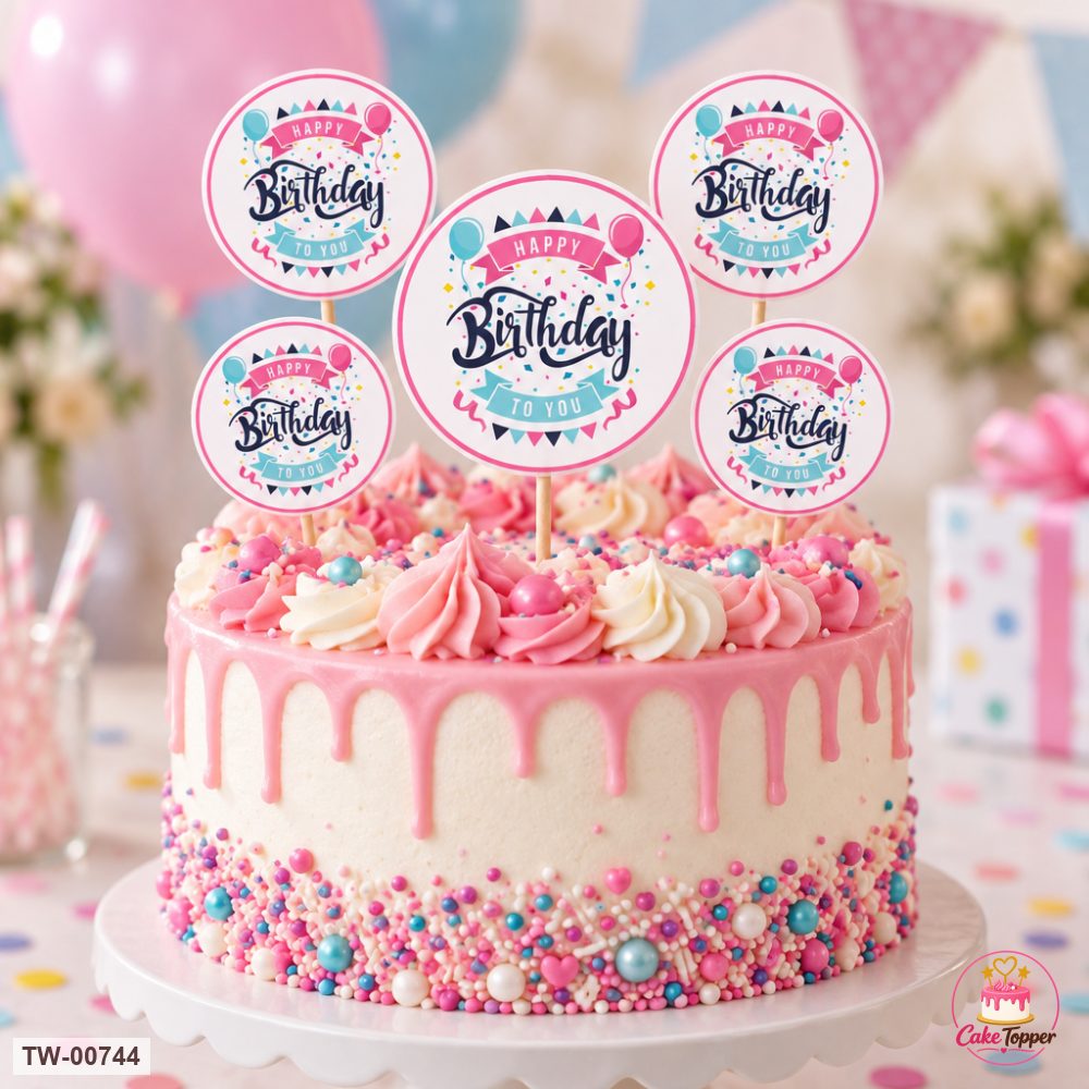Happy Birthday Topper Sheet 21 on a cake