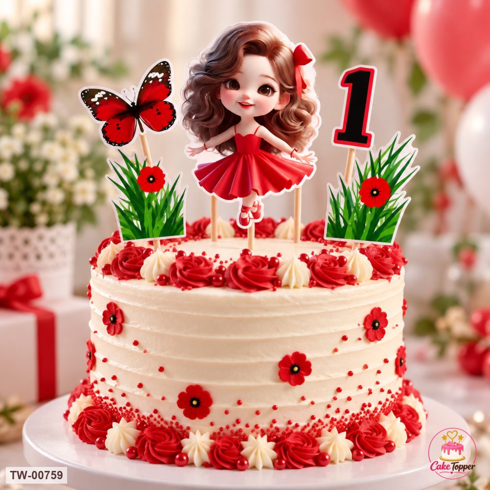 Little Girl Topper Sheet 21 on a cake
