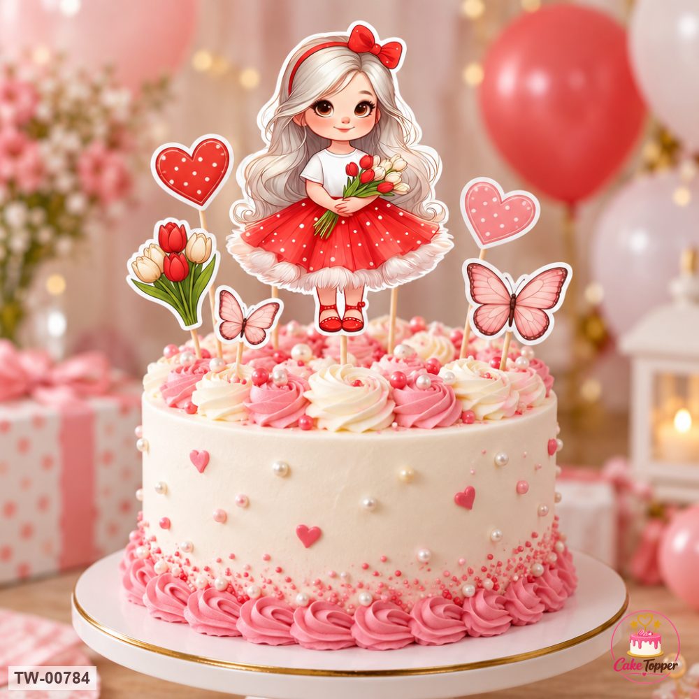 Little Girl Topper Sheet 22 on a cake