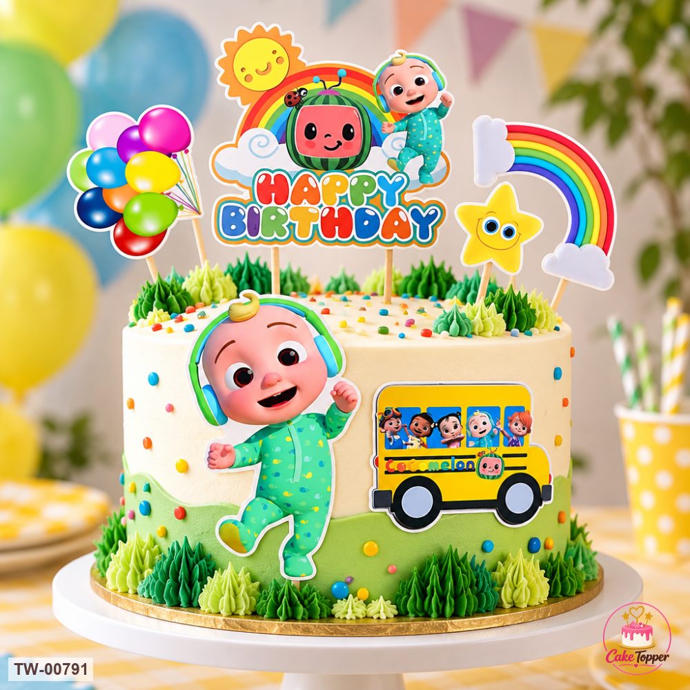 Cocomelon Topper Sheet 23 on a cake