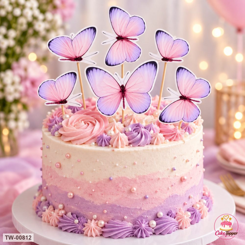 Butterfly Topper Sheet 24 on a cake