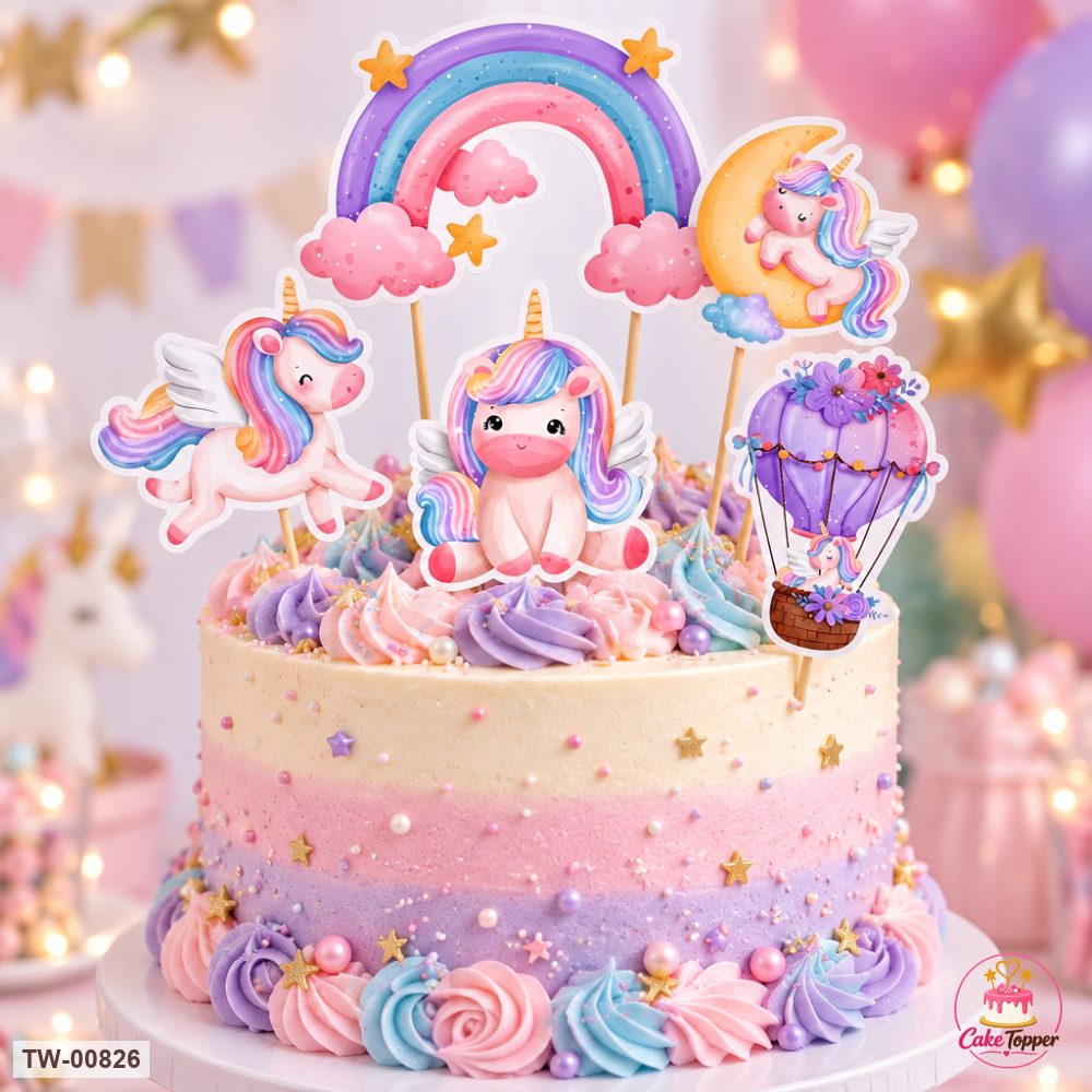 Unicorn Topper Sheet 24 on a cake