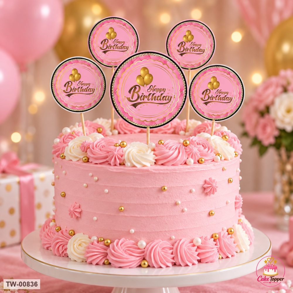 Happy Birthday Topper Sheet 25 on a cake