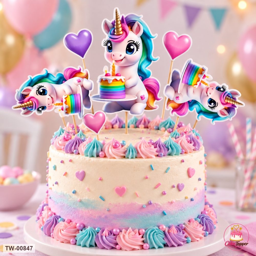 Unicorn Topper Sheet 25 on a cake