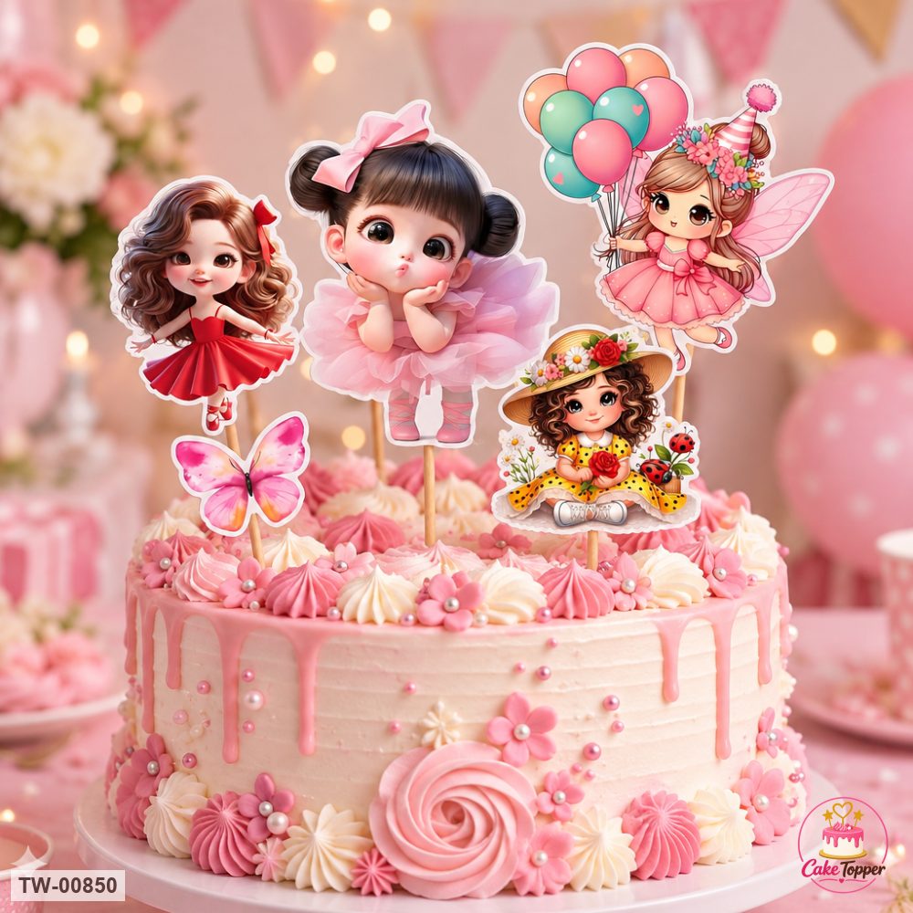 Little Girl Topper Sheet 25 on a cake