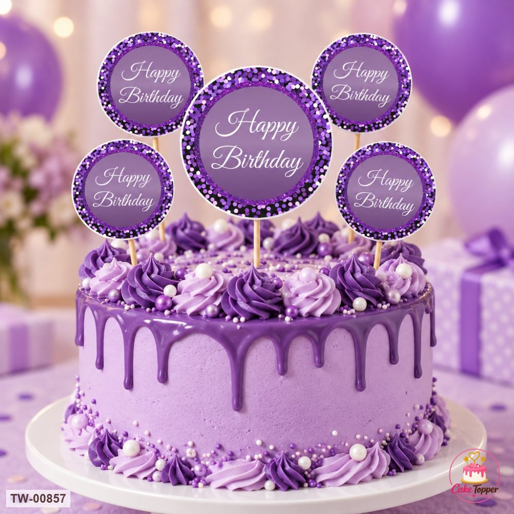 Happy Birthday Topper Sheet 26 on a cake