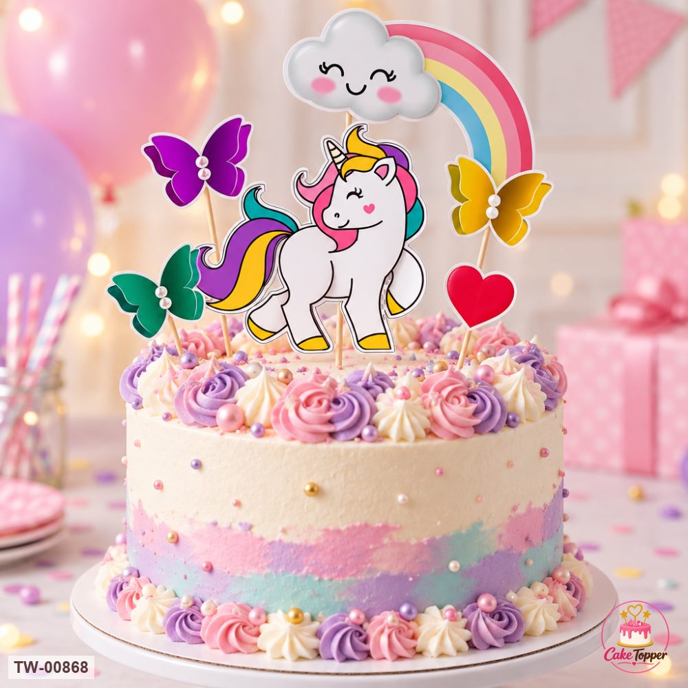 Unicorn Topper Sheet 26 on a cake