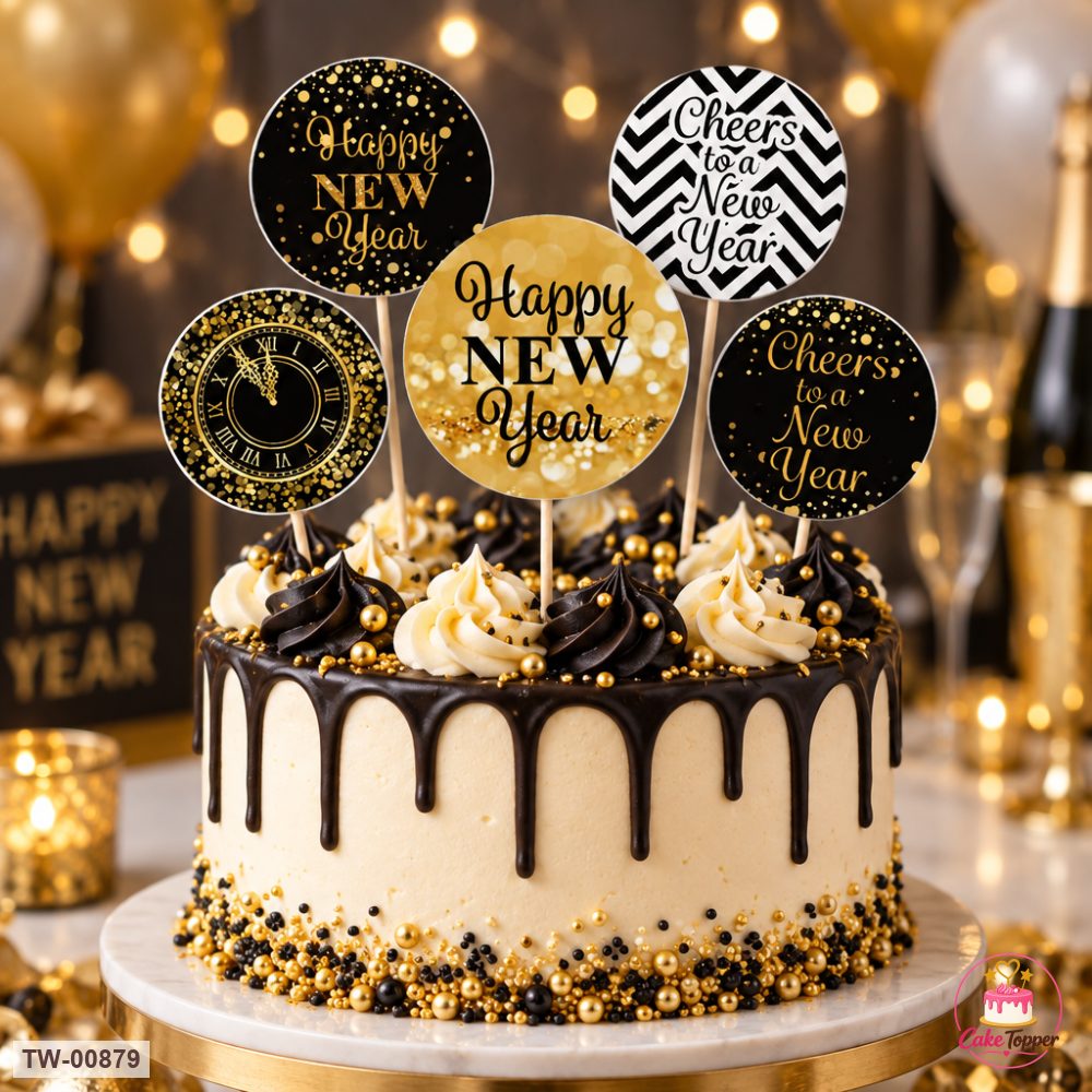 Happy New Year Topper Sheet 27 on a cake