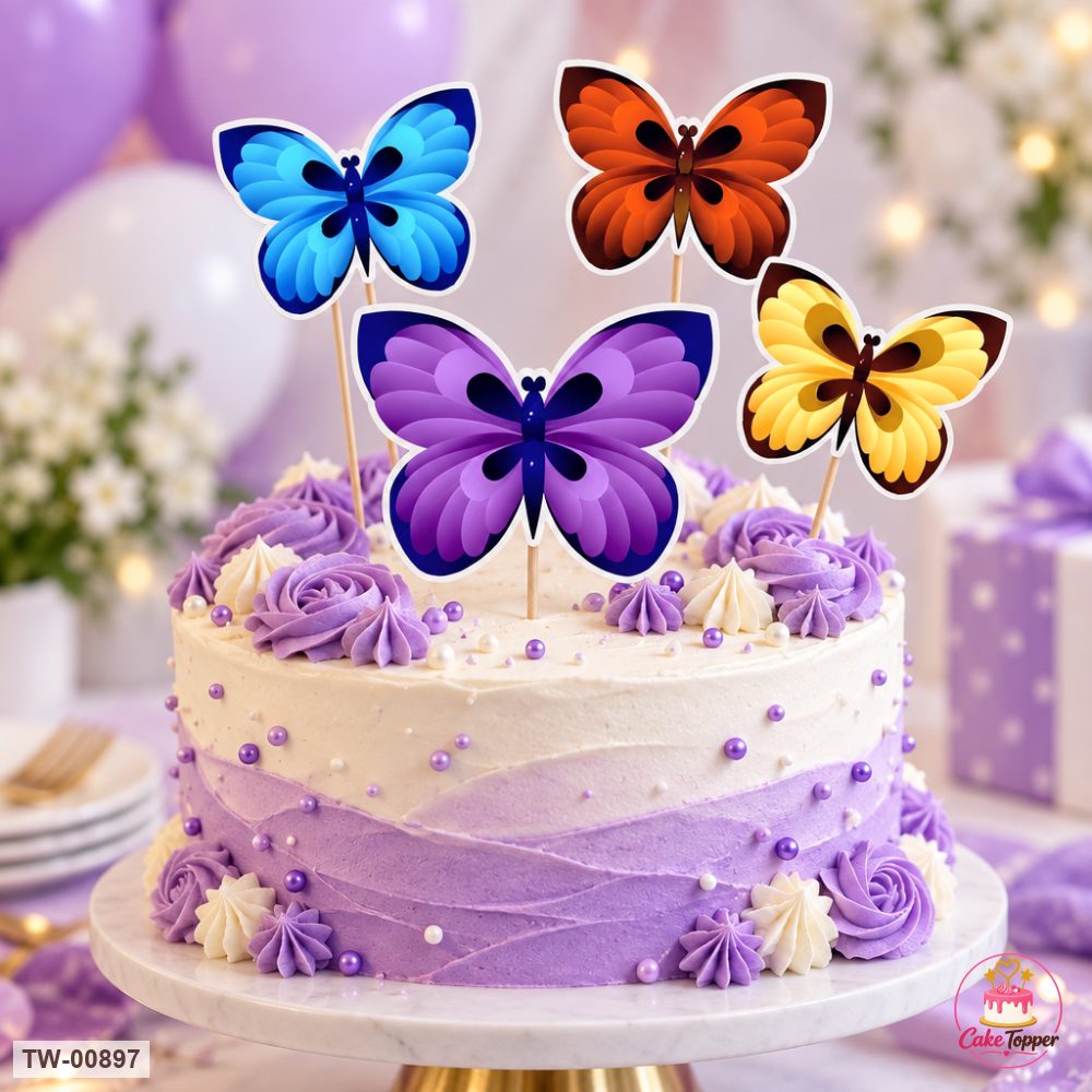 Butterfly Topper Sheet 28 on a cake
