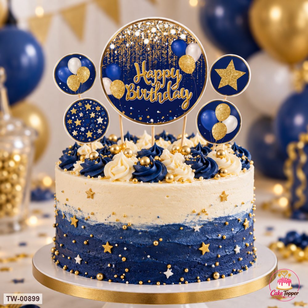 Happy Birthday Topper Sheet 28 on a cake