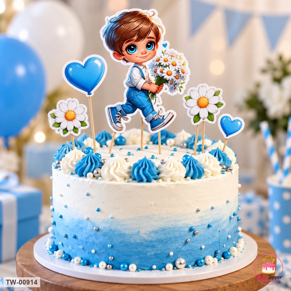Little Boy Topper Sheet 28 on a cake