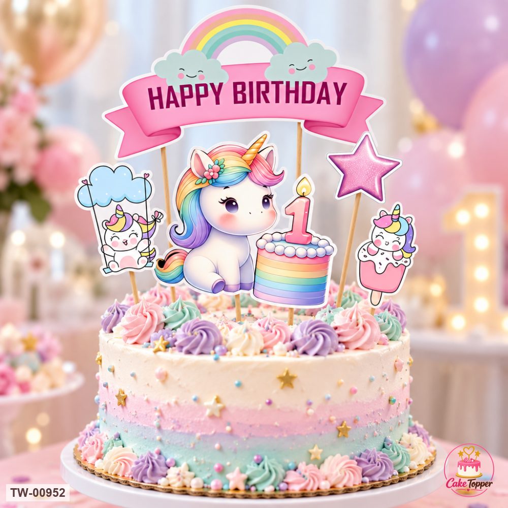 Unicorn Topper Sheet 30 on a cake