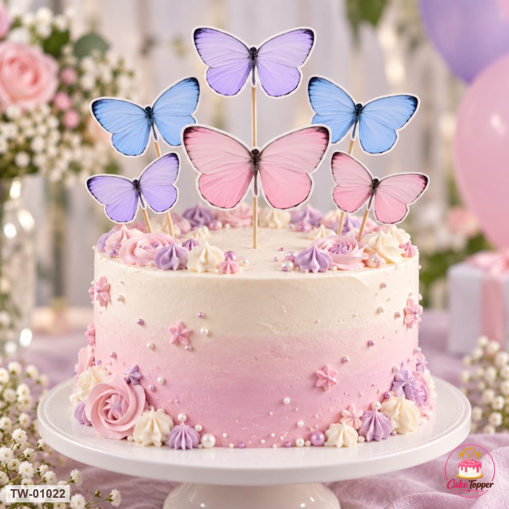 Butterfly Topper Sheet 34 on a cake