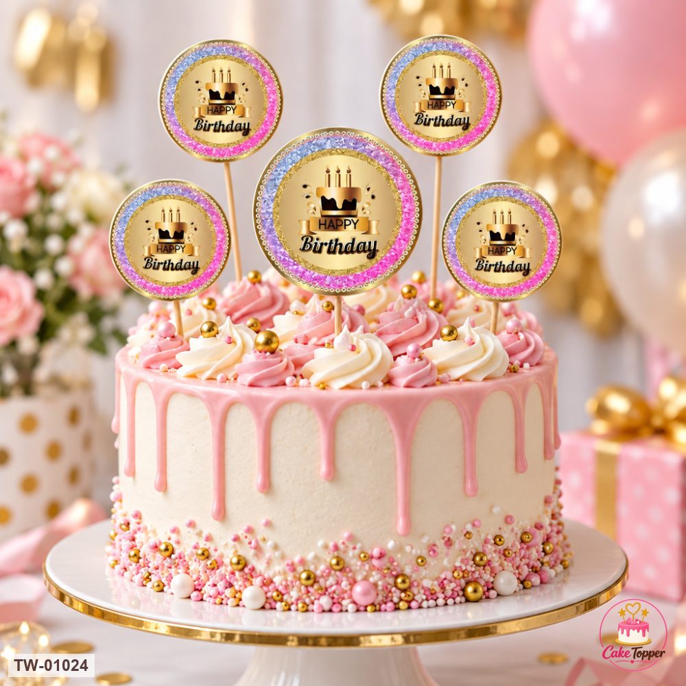 Happy Birthday Topper Sheet 34 on a cake
