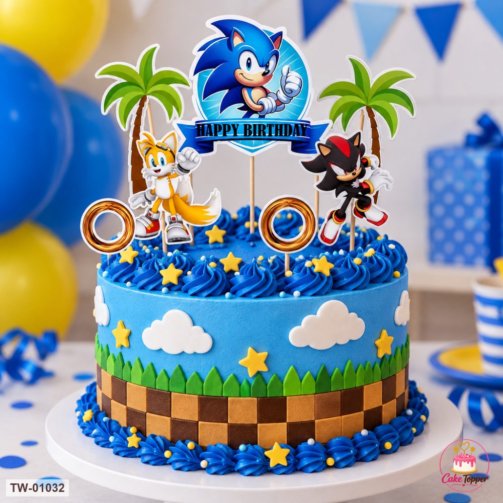 Sonic Topper Sheet 34 on a cake