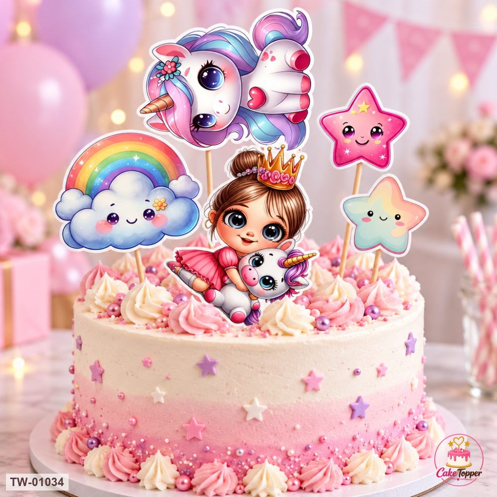 Unicorn Topper Sheet 34 on a cake