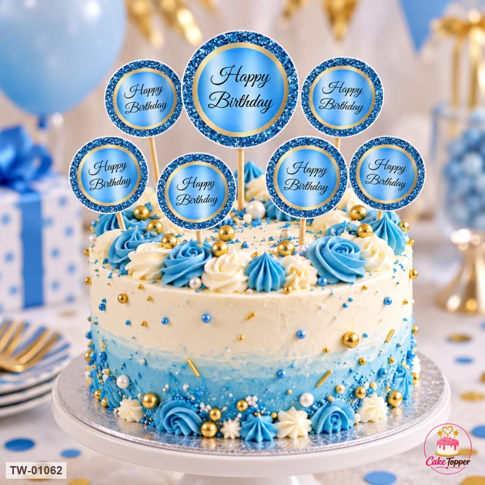 Happy Birthday Topper Sheet 36 on a cake