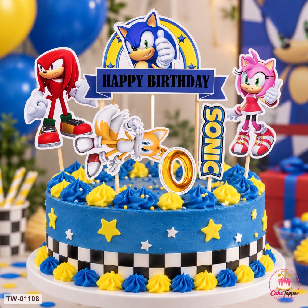 Sonic Topper Sheet 38 on a cake